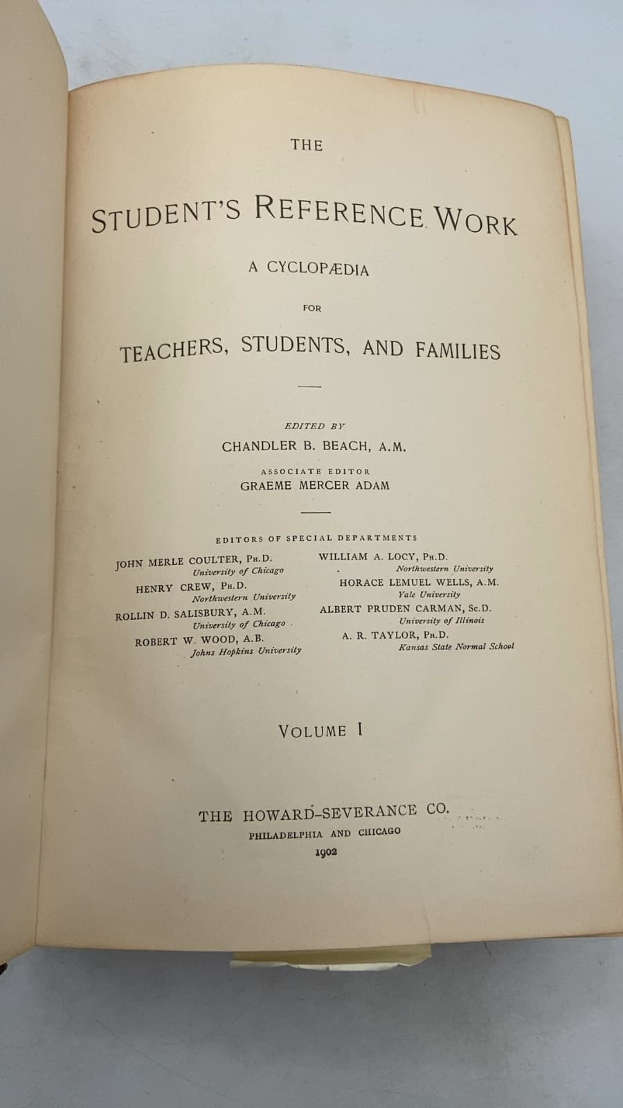 The Student's Reference Work: A Cyclopaedia for Teachers, Students, and Families by Chandler B. Beach, A.M. (Editor) - title page