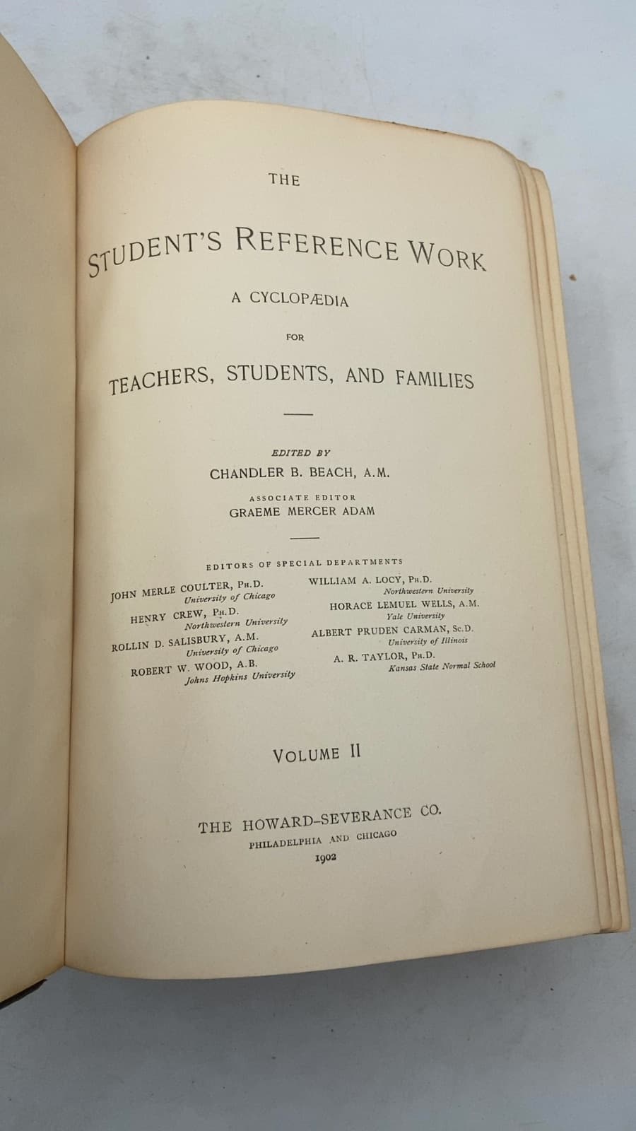 The Student's Reference Work: A Cyclopaedia for Teachers, Students, and Families (Volume II) by Chandler B. Beach (Editor) - title page