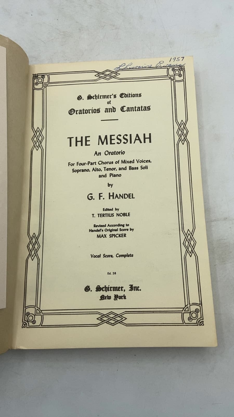The Messiah by G. F. Handel - title page