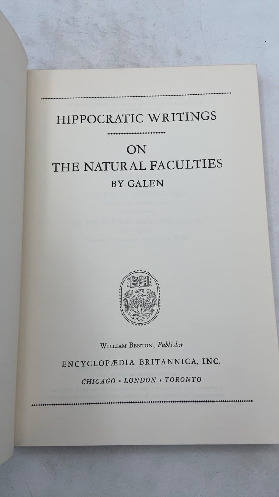 Hippocratic Writings On The Natural Faculties by Hippocrates and Galen - title page