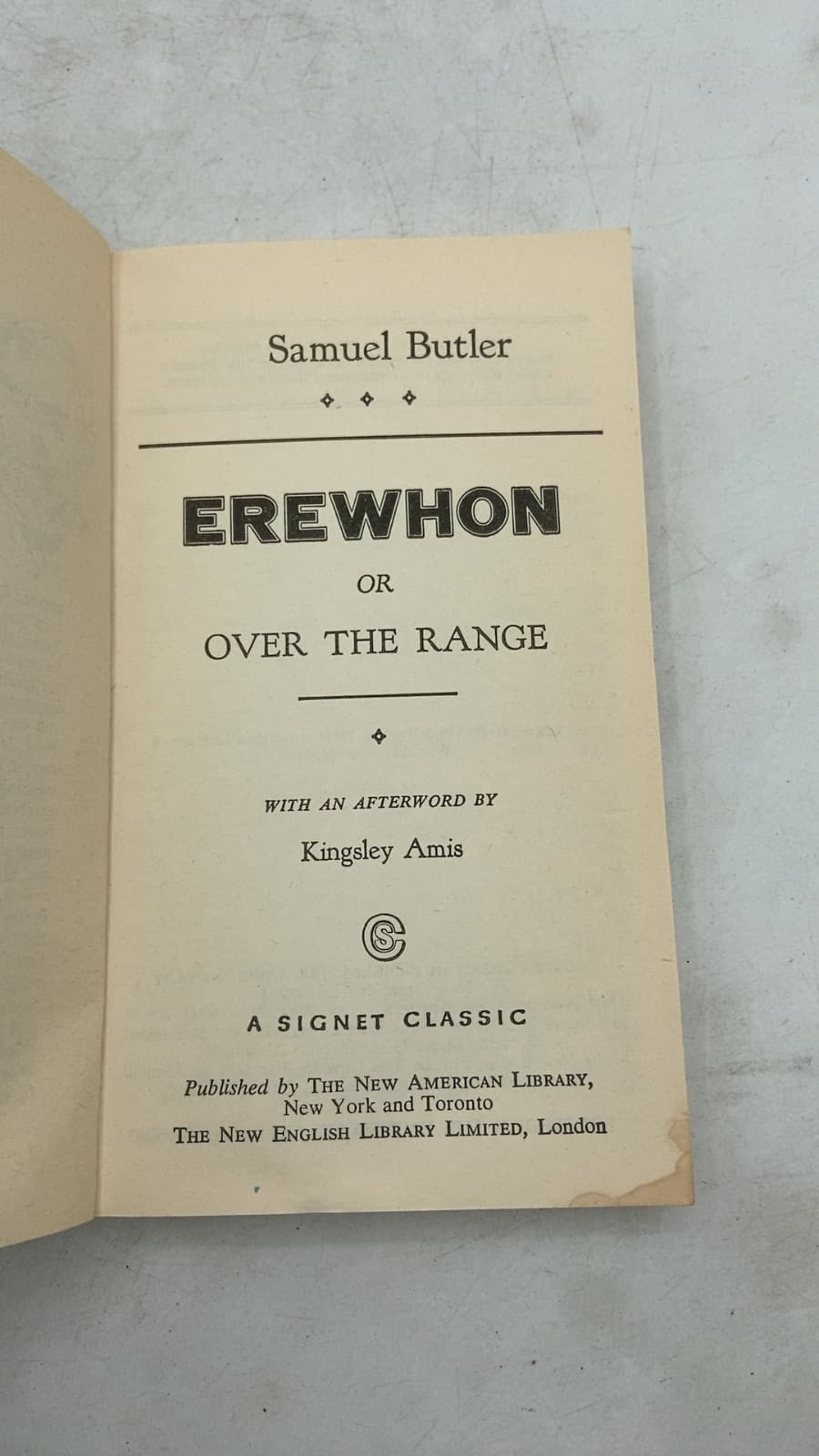Erewhon or Over the Range by Samuel Butler - title page