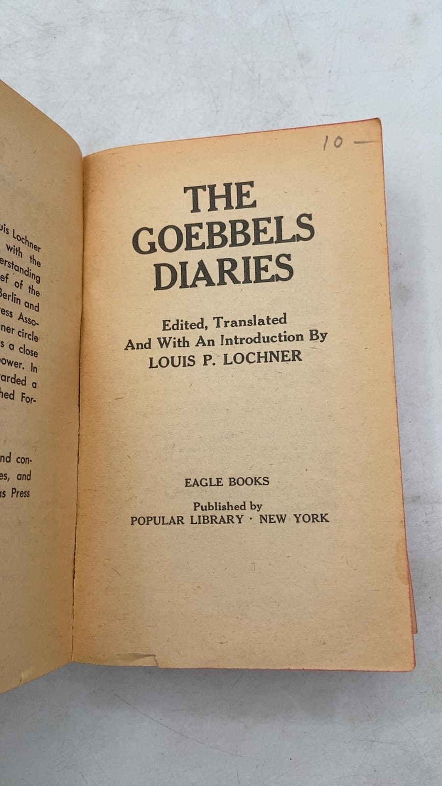 The Goebbels Diaries by Louis P. Lochner (Editor/Translator) - title page