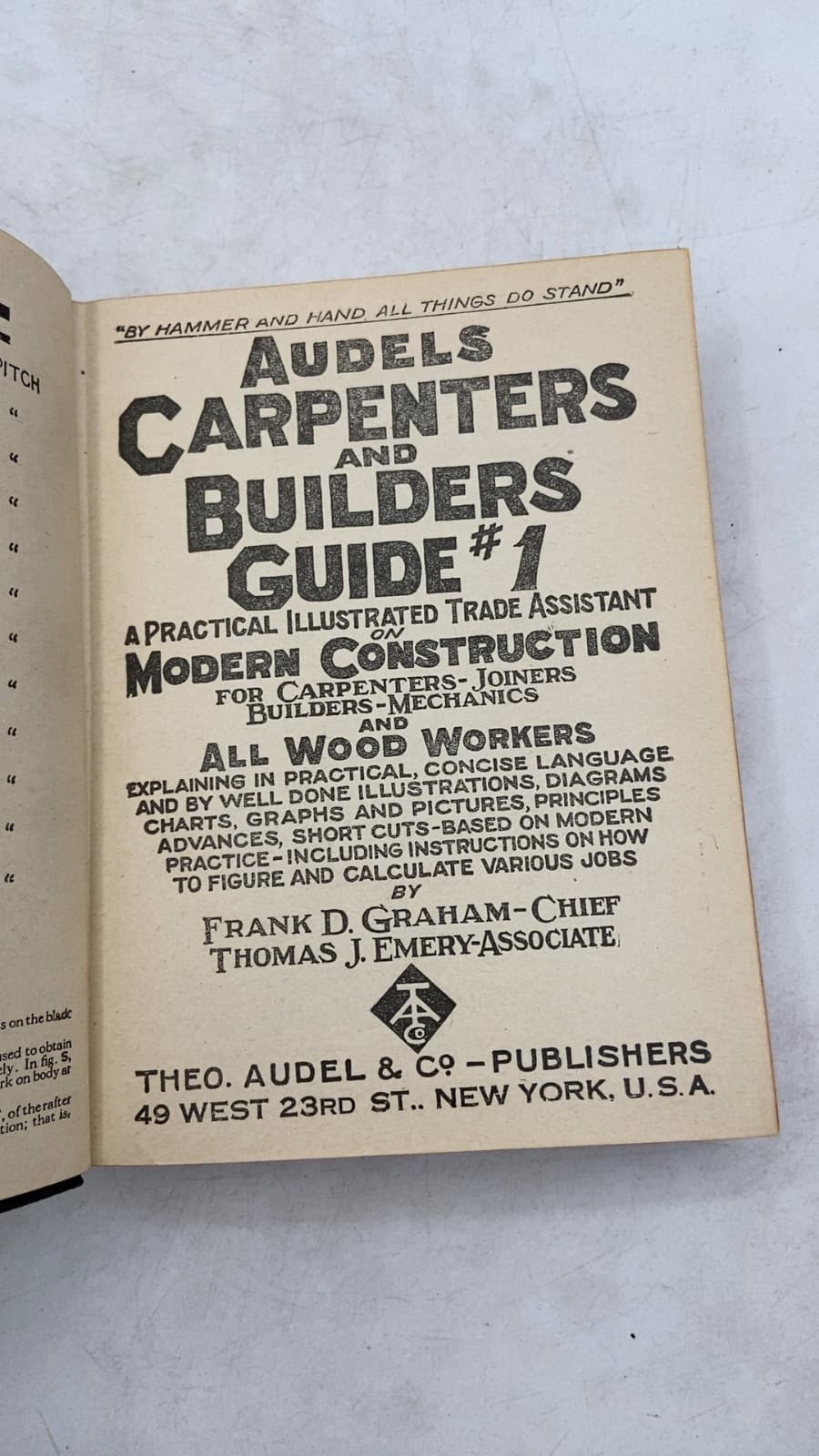Audels Carpenters and Builders Guide #1 by Frank D. Graham, Thomas J. Emery - title page