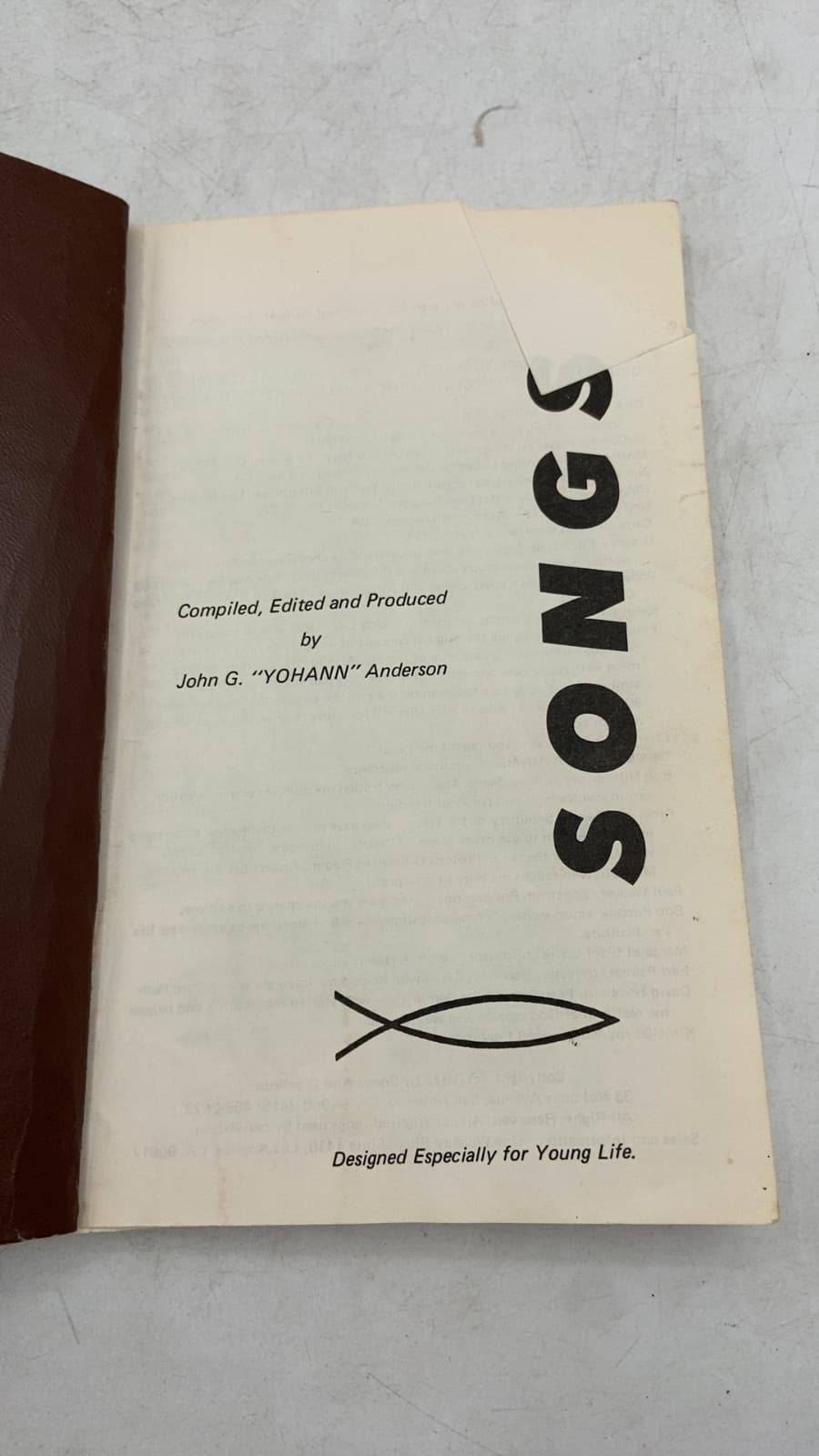 Songs by John G. 'YOHANN' Anderson - title page