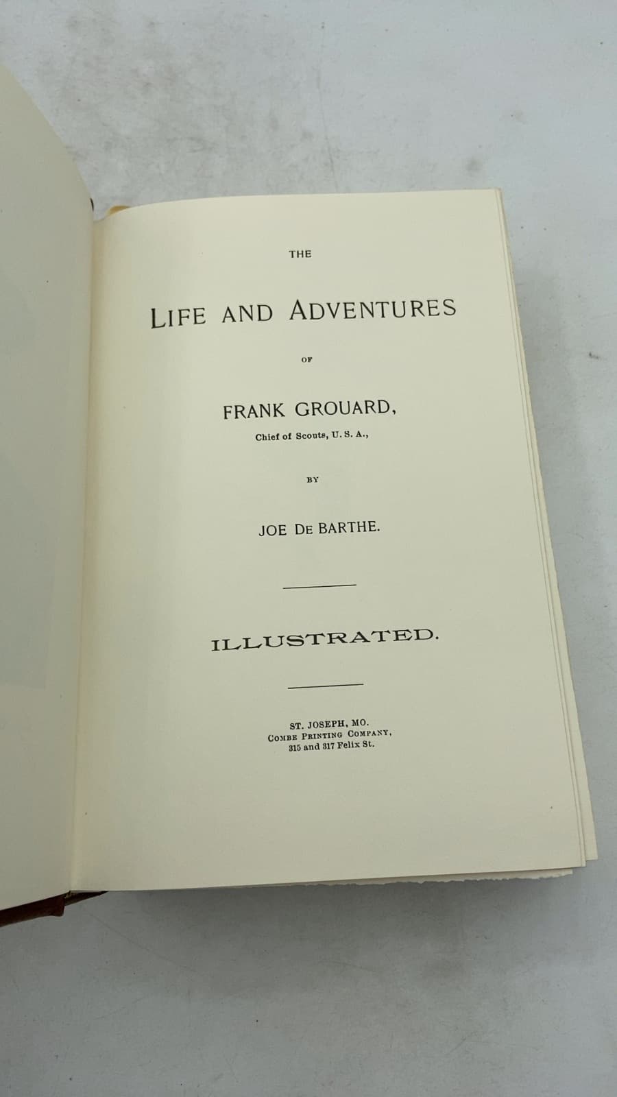 The Life and Adventures of Frank Grouard by Joe De Barthe - title page