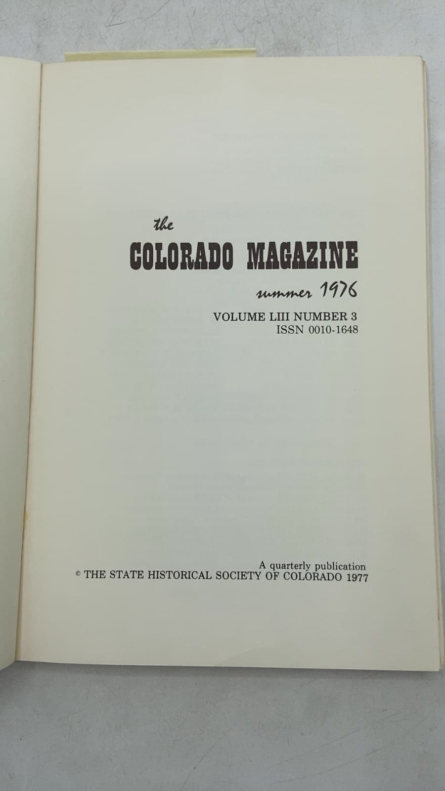 The Colorado Magazine, Summer 1976, Volume LIII Number 3 - title page
