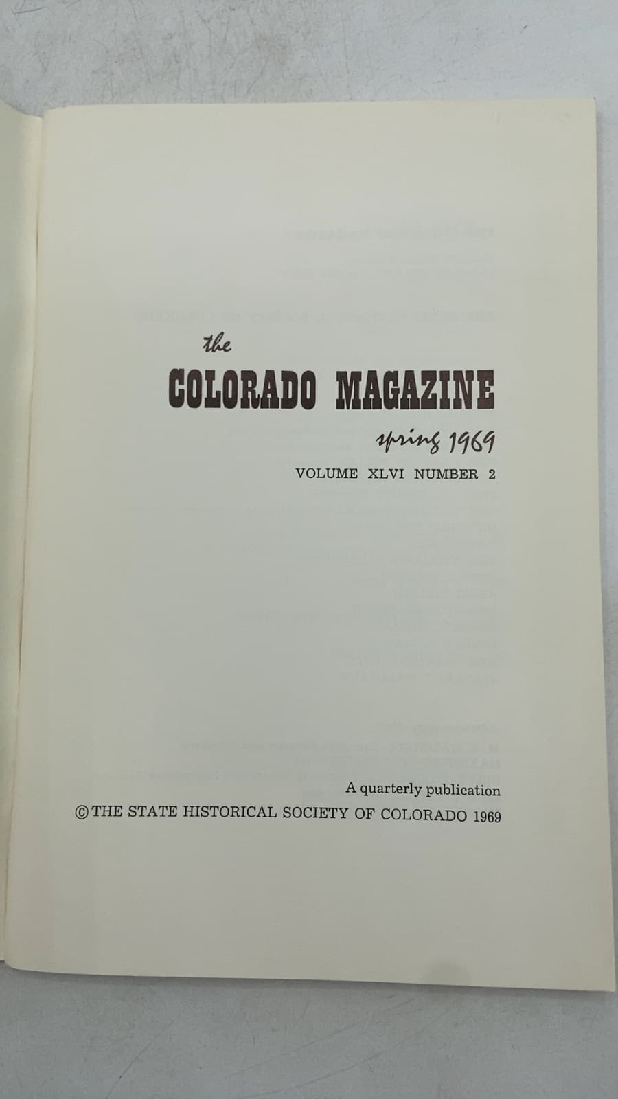 The Colorado Magazine, Spring 1969, Volume XLVI Number 2 - title page
