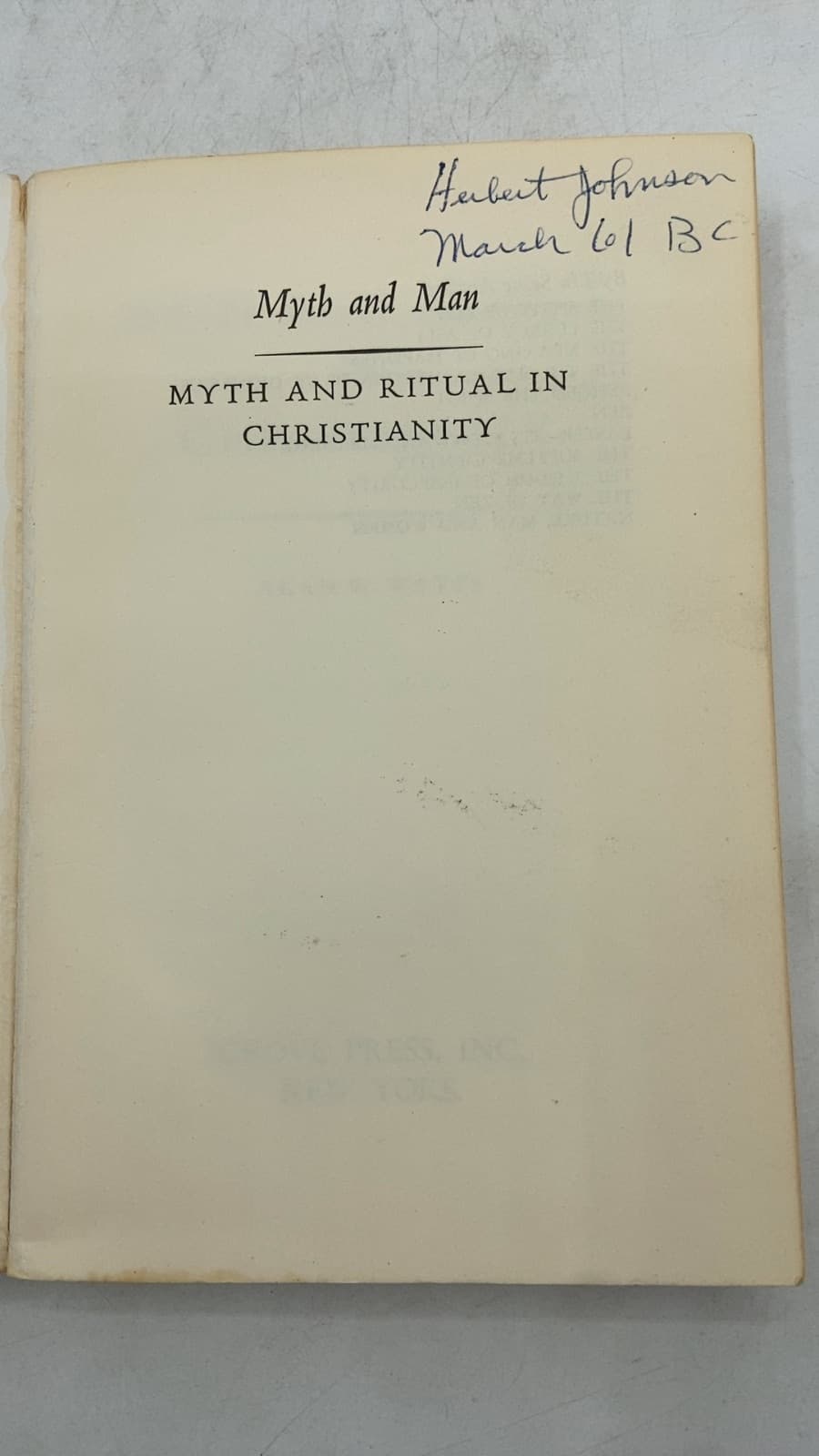 Myth and Ritual in Christianity by Alan W. Watts - title page