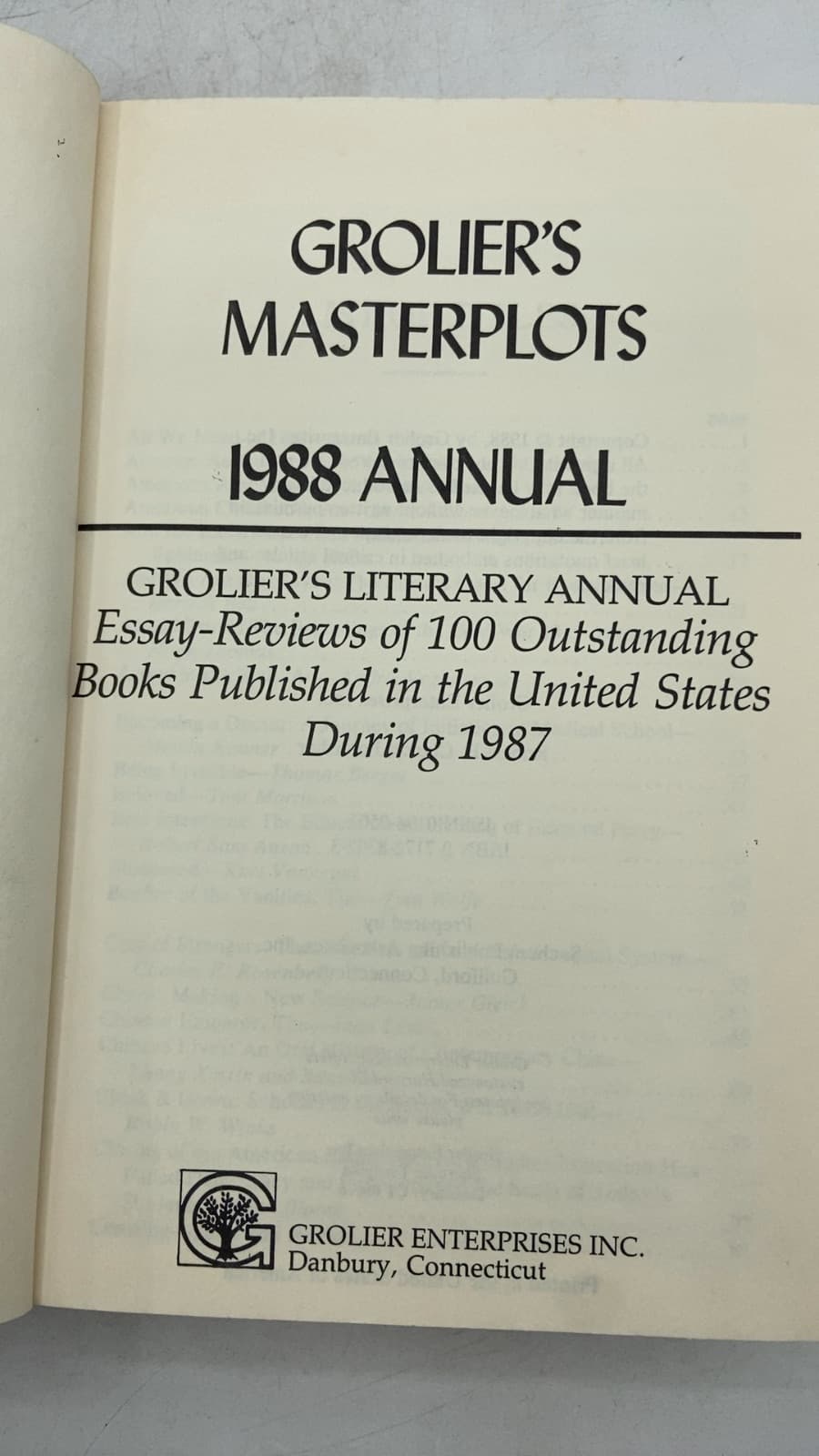 Grolier's Masterplots 1988 Annual - title page