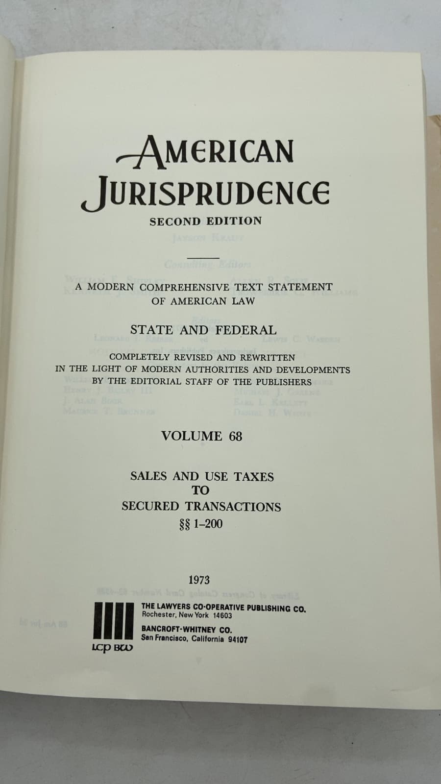 American Jurisprudence 2d Vol. 68 by The Editorial Staff of the Publishers - title page