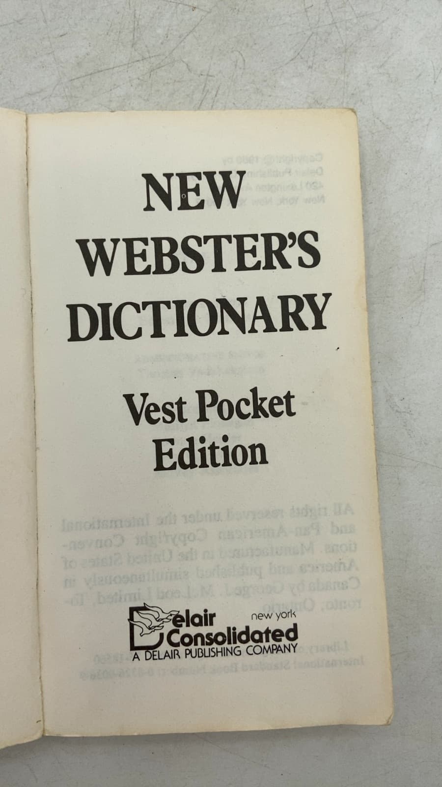 NEW Webster's Dictionary Vest Pocket Edition - title page