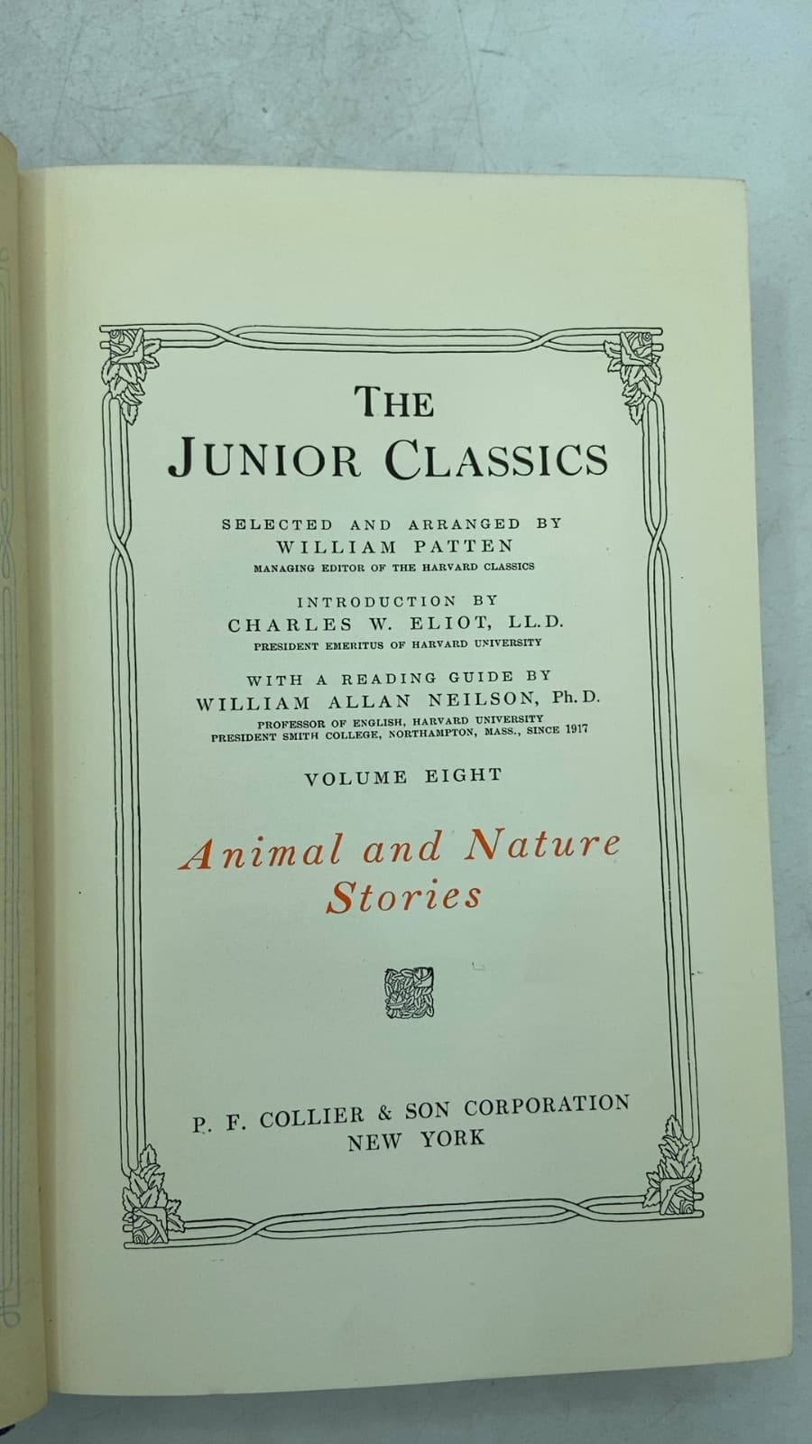 The Junior Classics: Animal and Nature Stories by Selected and Arranged by William Patten - title page