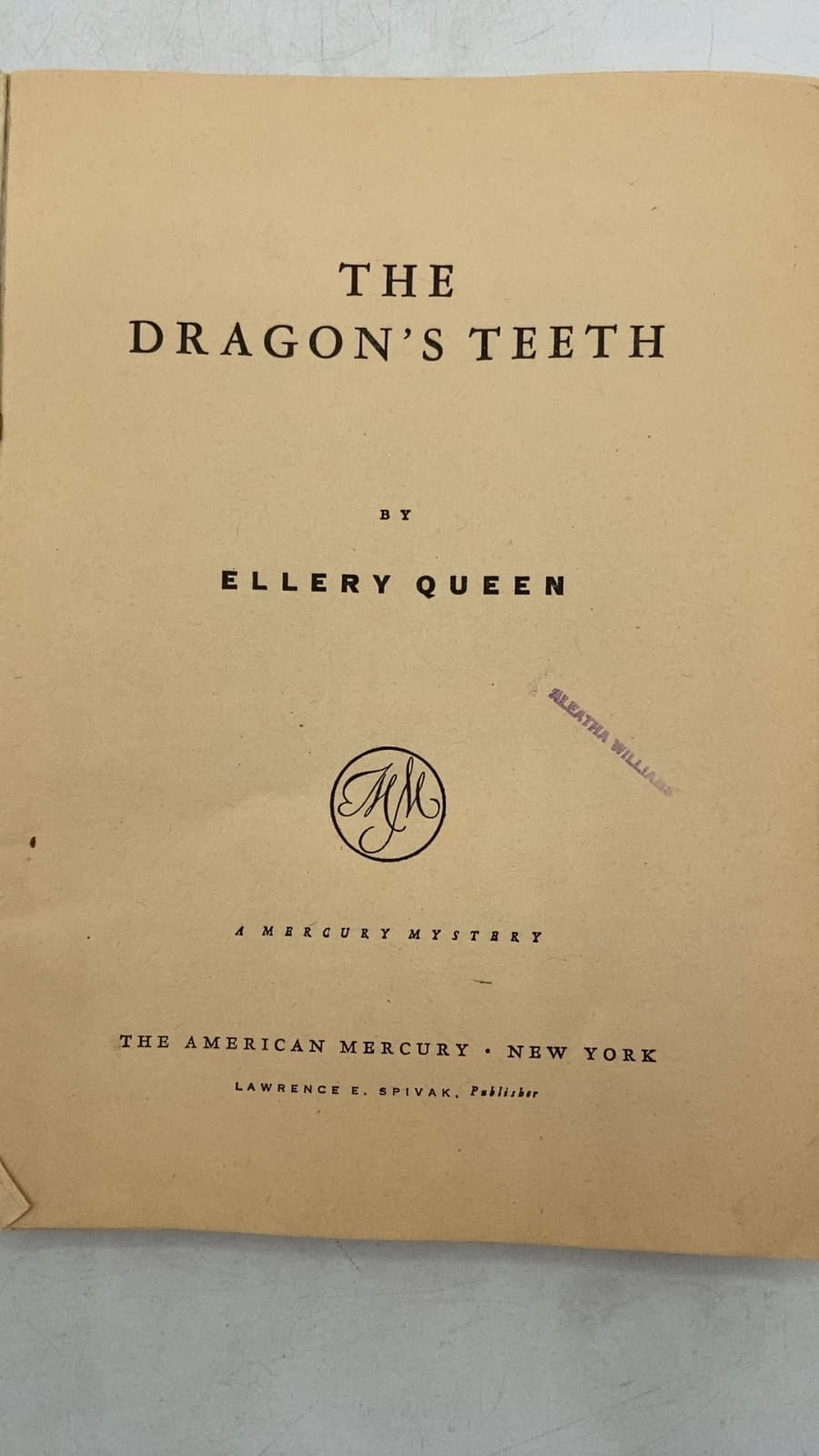 The Dragon's Teeth by Ellery Queen - title page