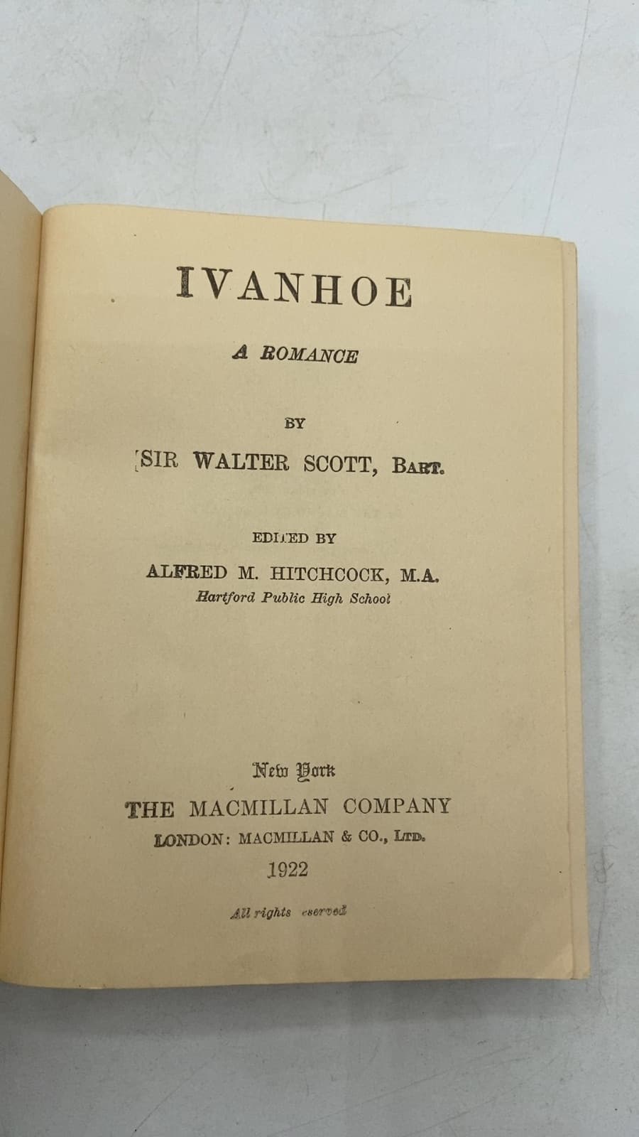 Ivanhoe: A Romance by Sir Walter Scott, Bart. - title page