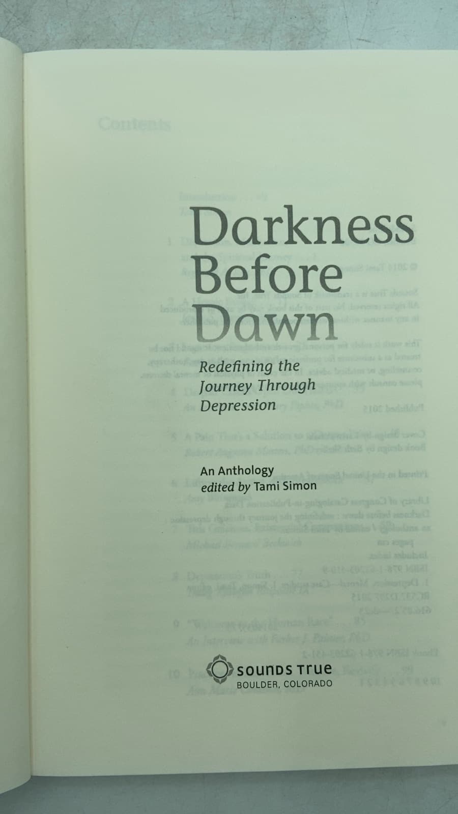 Darkness Before Dawn: Redefining the Journey Through Depression by Tami Simon (Editor) - title page