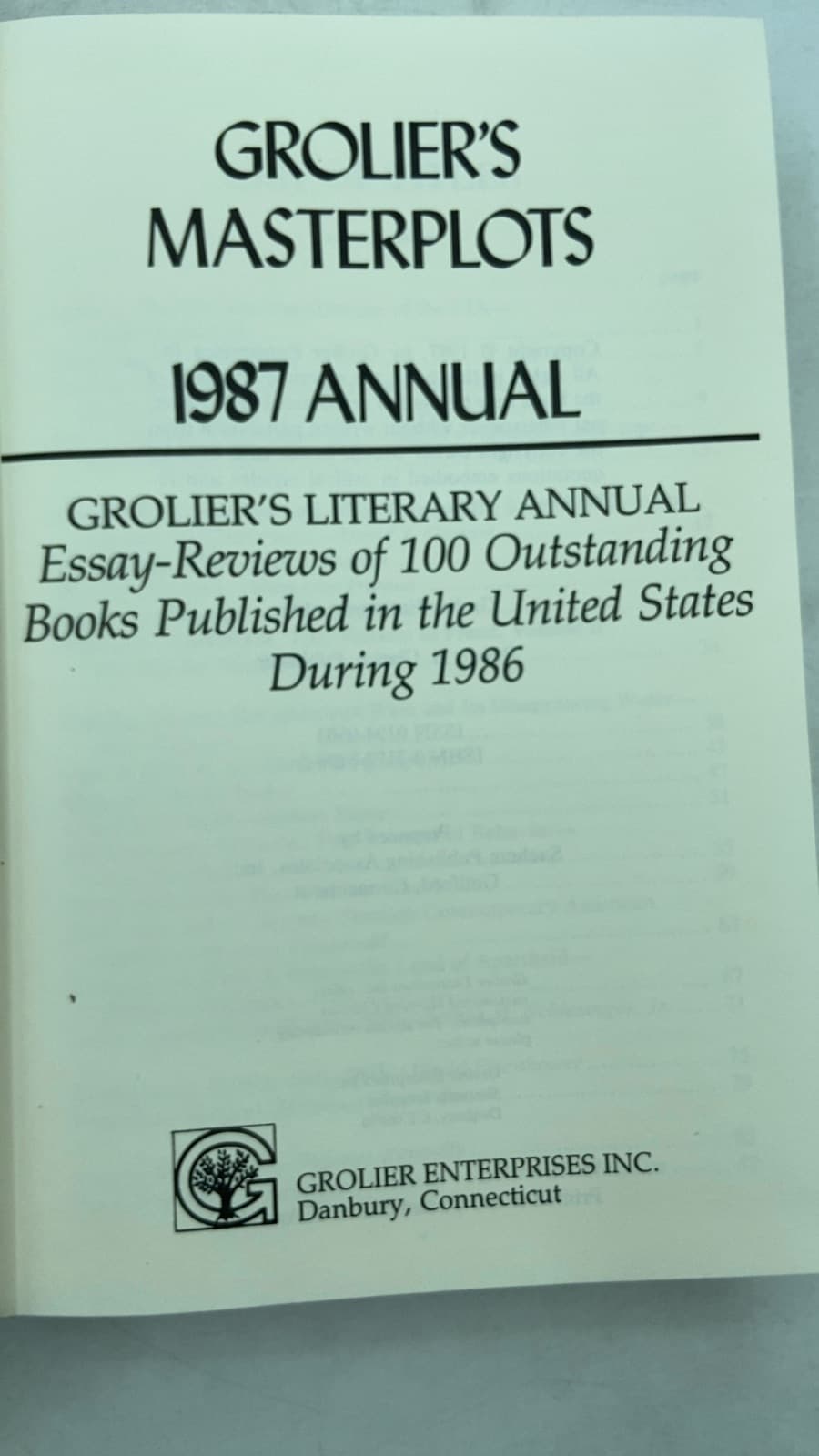 Grolier's Masterplots 1987 Annual - title page
