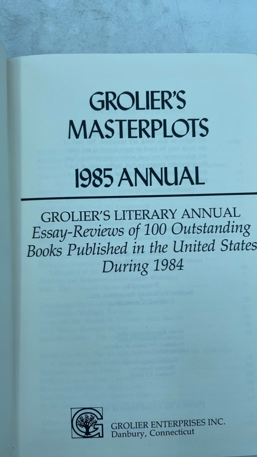 Grolier's Masterplots 1985 Annual - title page