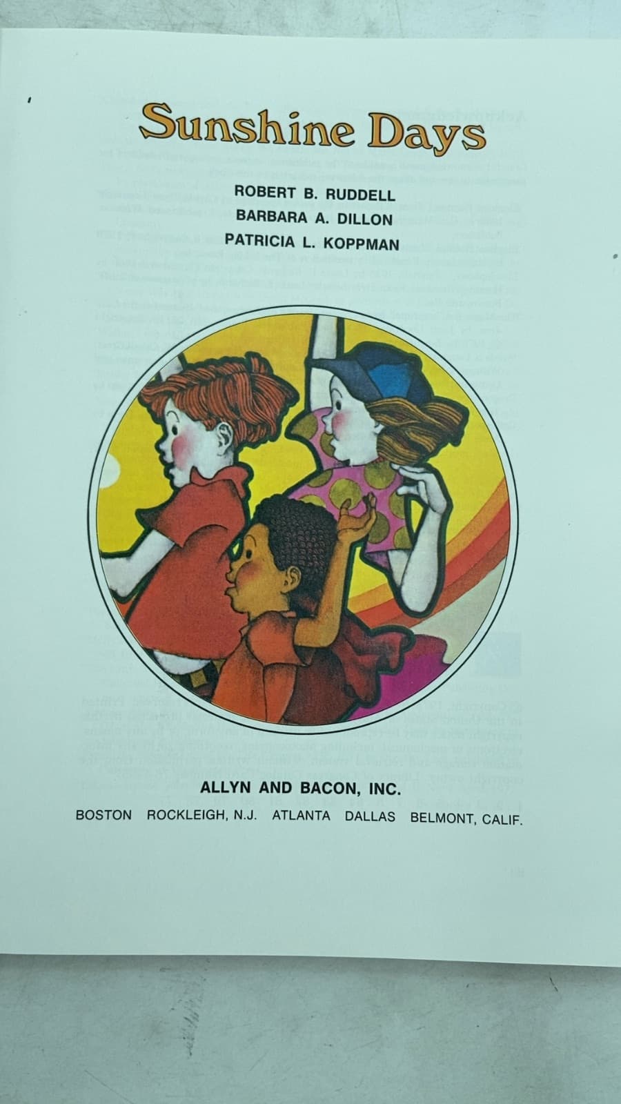 Sunshine Days by Robert B. Ruddell, Barbara A. Dillon, Patricia L. Koppman - title page