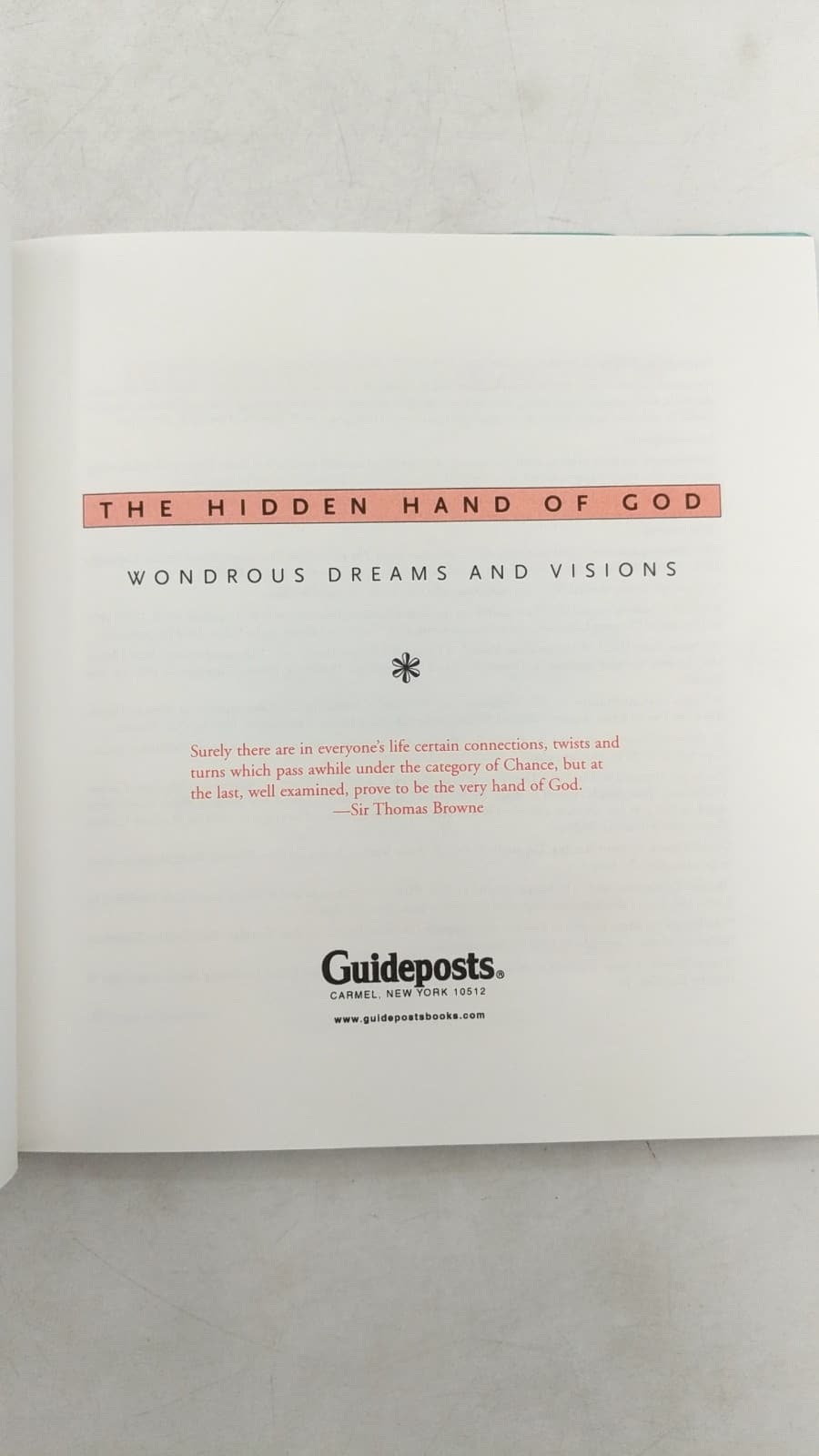 The Hidden Hand of God: Wondrous Dreams and Visions - title page