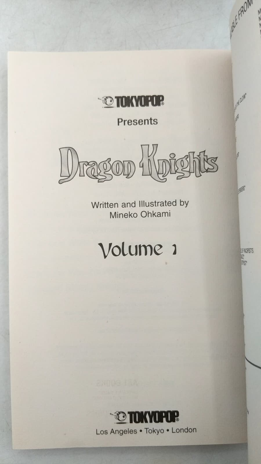 Dragon Knights Volumes 1, 2, 4, 6 by Mineko Ohkami - title page