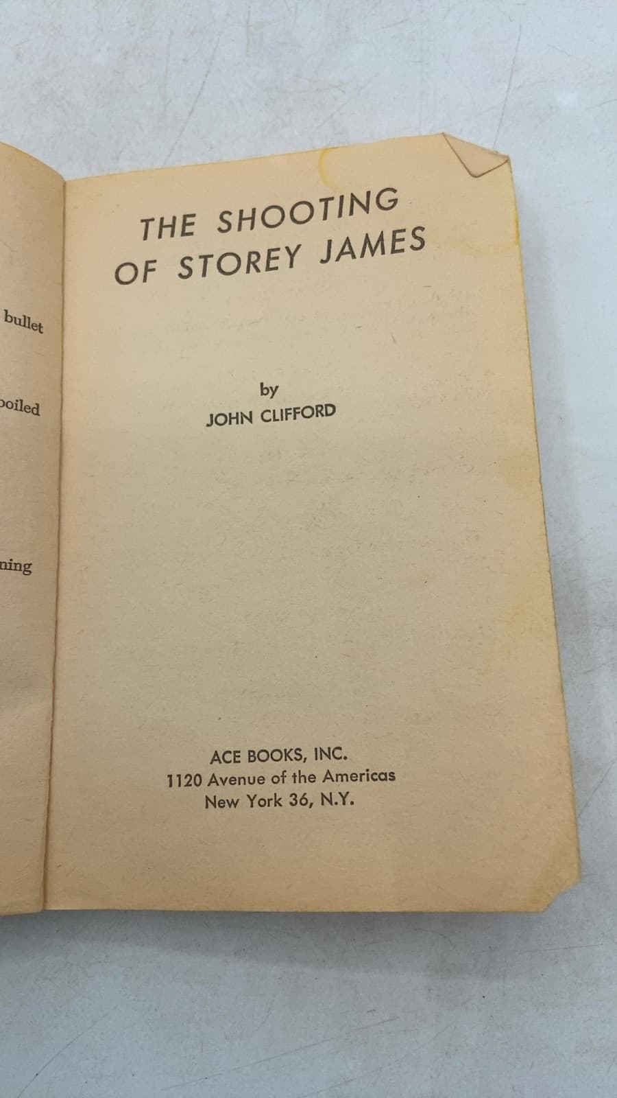 The Shooting of Storey James by John Clifford - title page