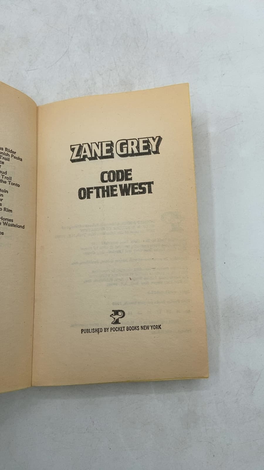 Code of the West by Zane Grey - title page