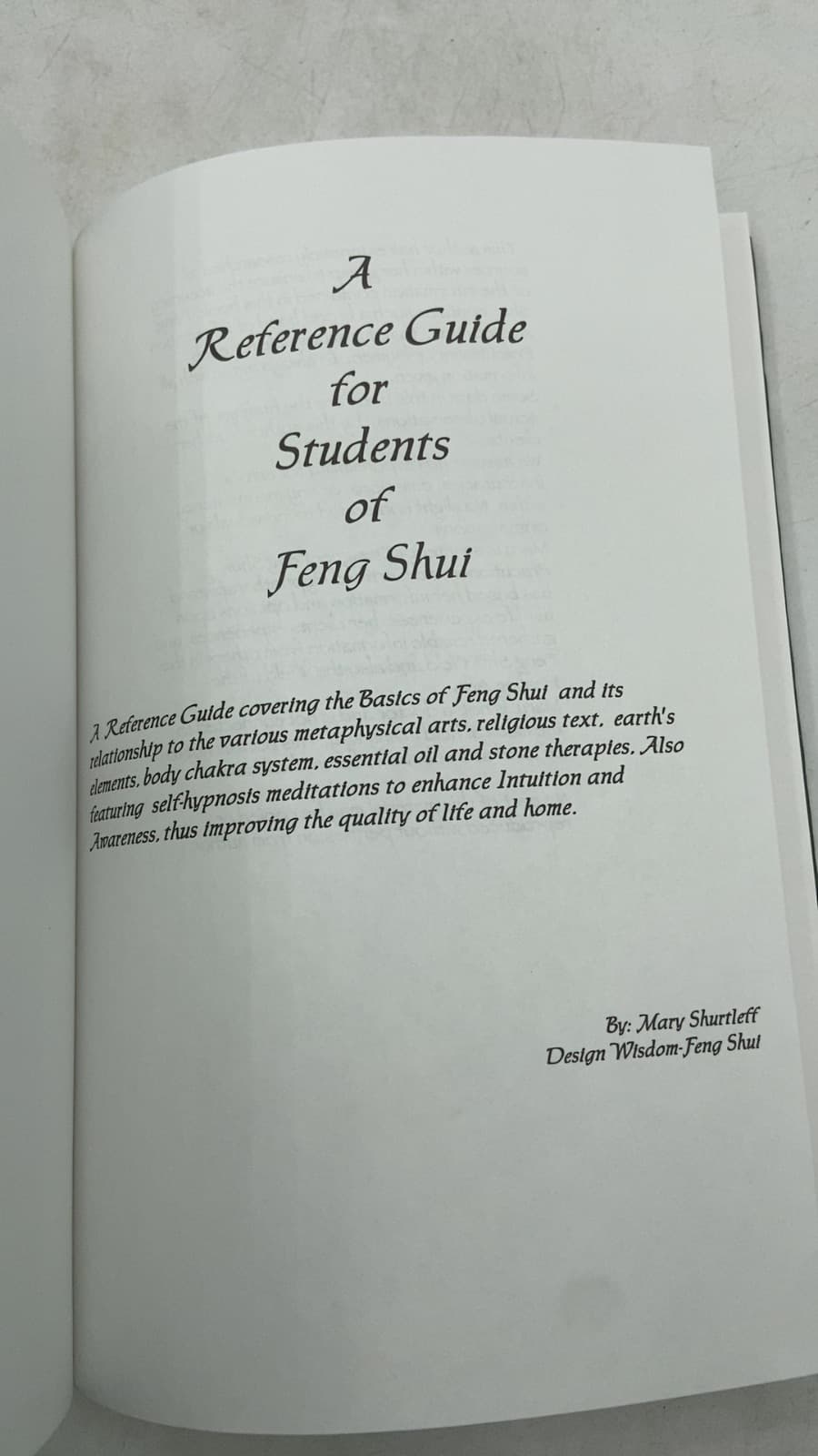 A Reference Guide for Students of Feng Shui by Mary Shurtleff - title page