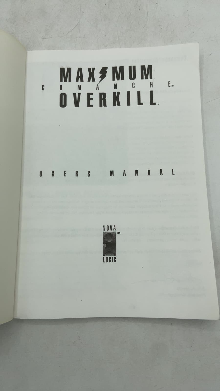 Maximum Comanche Overkill Users Manual - title page