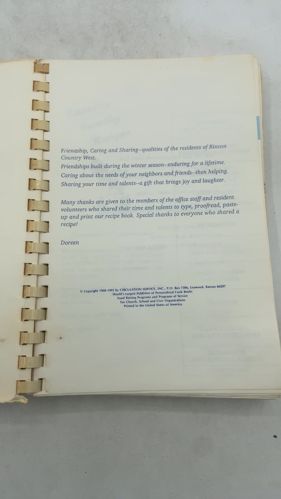 The Rincon Country West Pot-Luck Recipe Book - title page