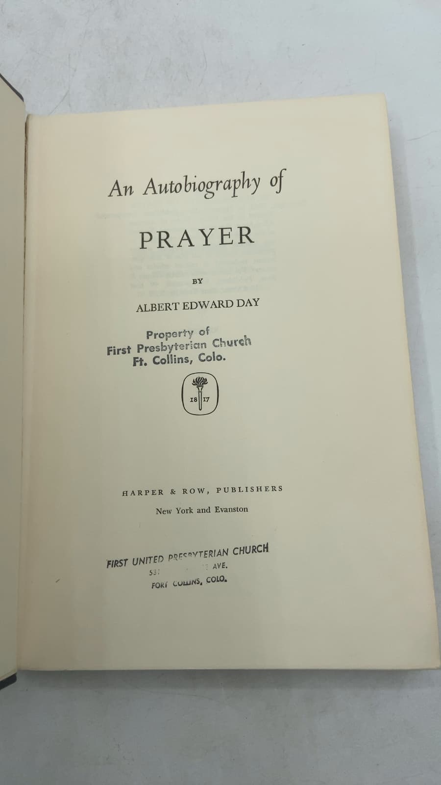 An Autobiography of Prayer by Albert Edward Day - title page