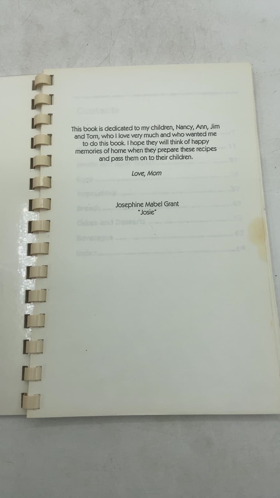 Josie's Family Recipes by Josephine Mabel Grant - title page