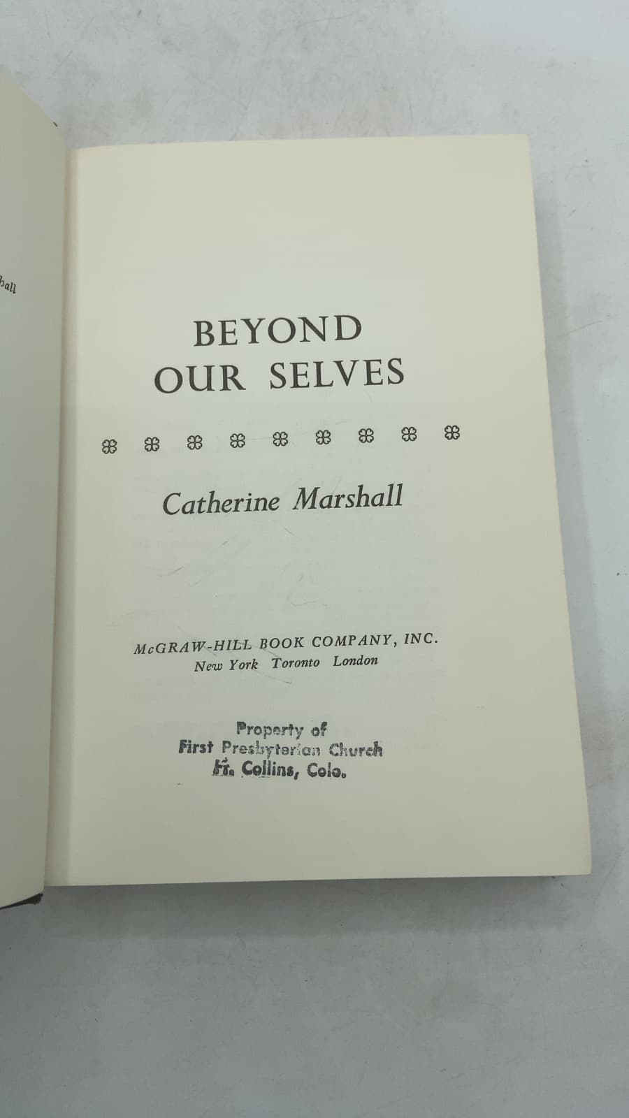 Beyond OUR Selves by Catherine Marshall - title page