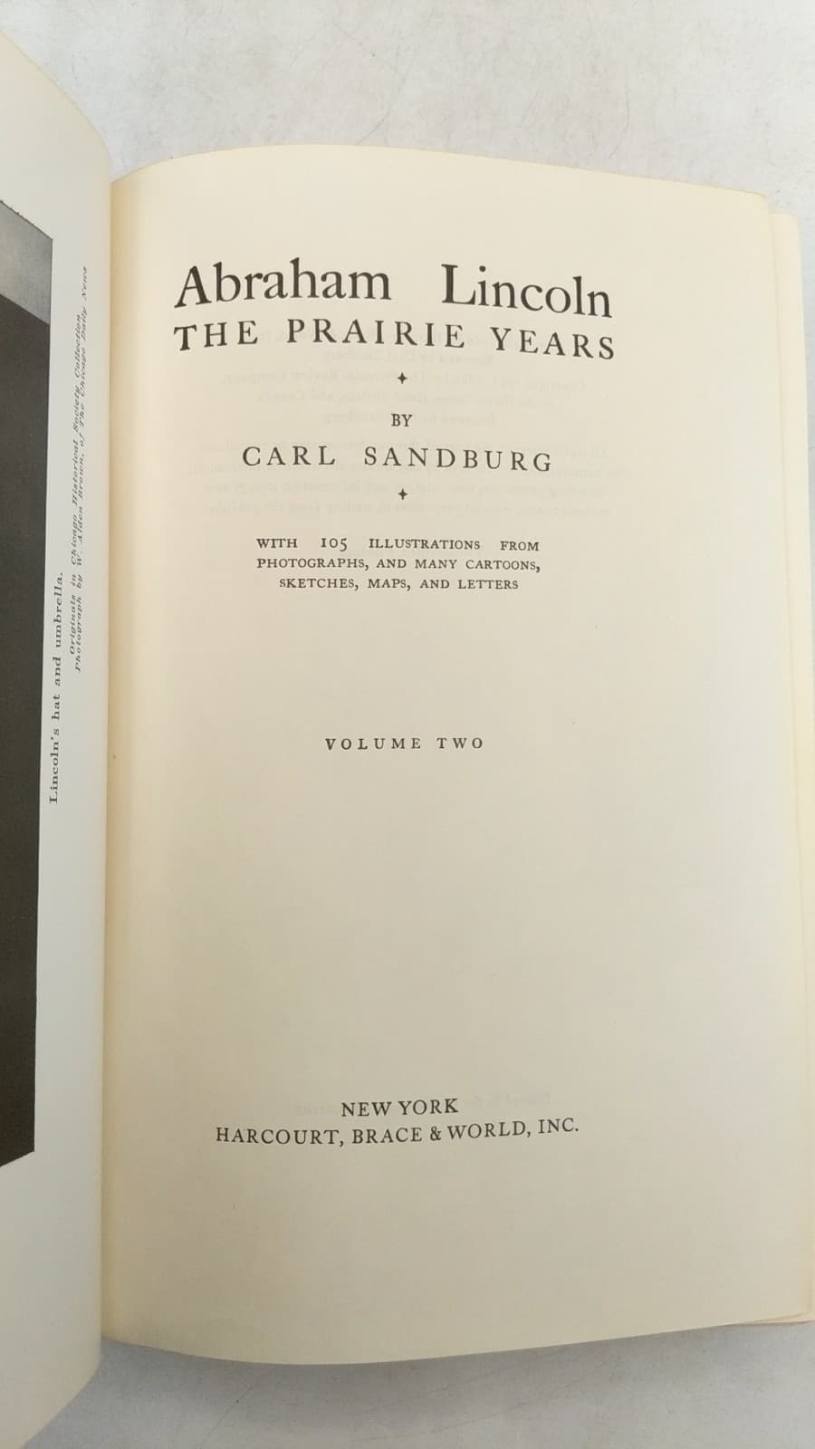 Abraham Lincoln: The Prairie Years, Volume Two by Carl Sandburg - title page