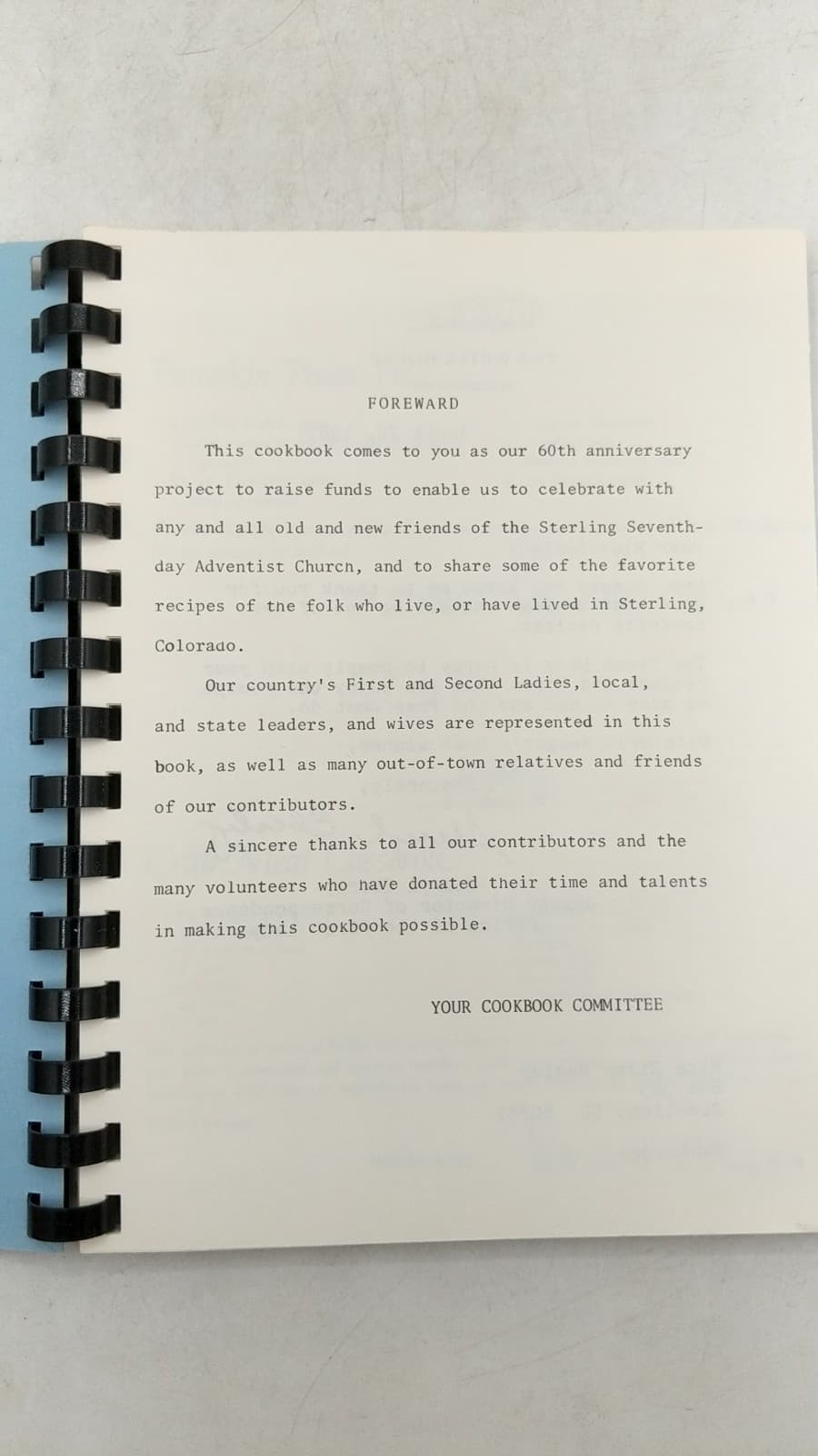 From the Past to the Present Awaiting the Future: Seventh-Day Adventist Cook 60th Anniversary Book by Your Cookbook Committee - title page