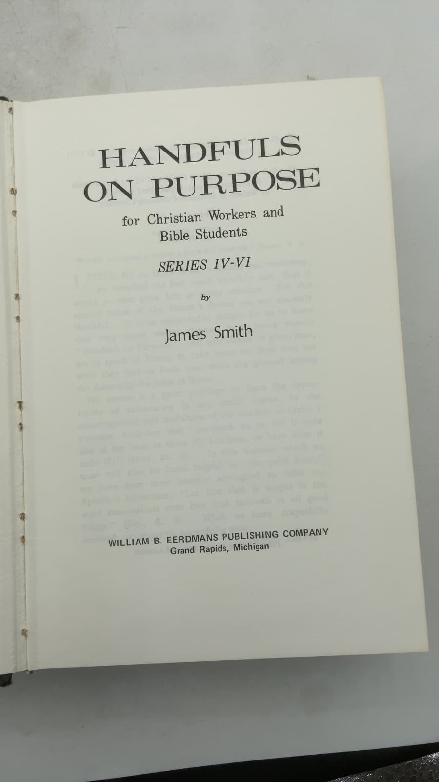 Handfuls on Purpose for Christian Workers and Bible Students: Series IV-VI by James Smith - title page