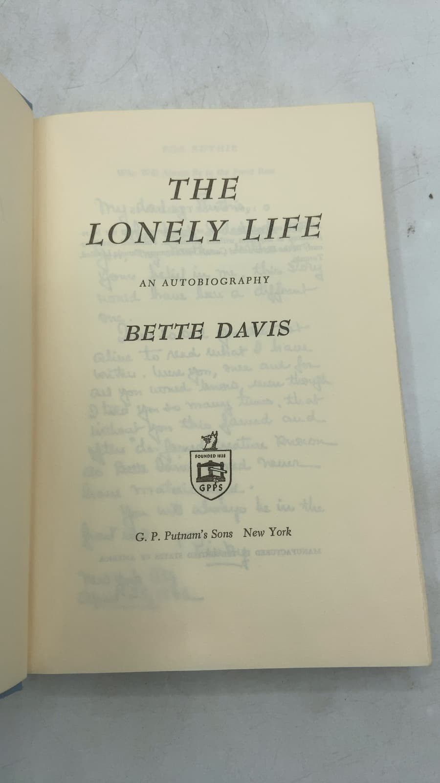 The Lonely Life: An Autobiography by Bette Davis - title page