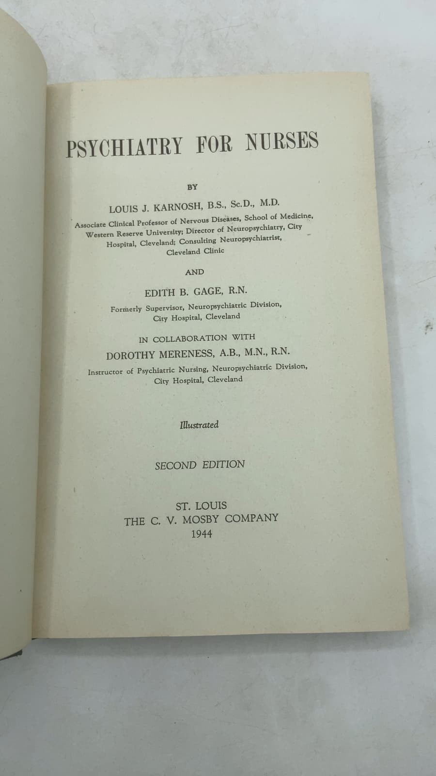 Psychiatry for Nurses by Louis J. Karnosh, Edith B. Gage - title page