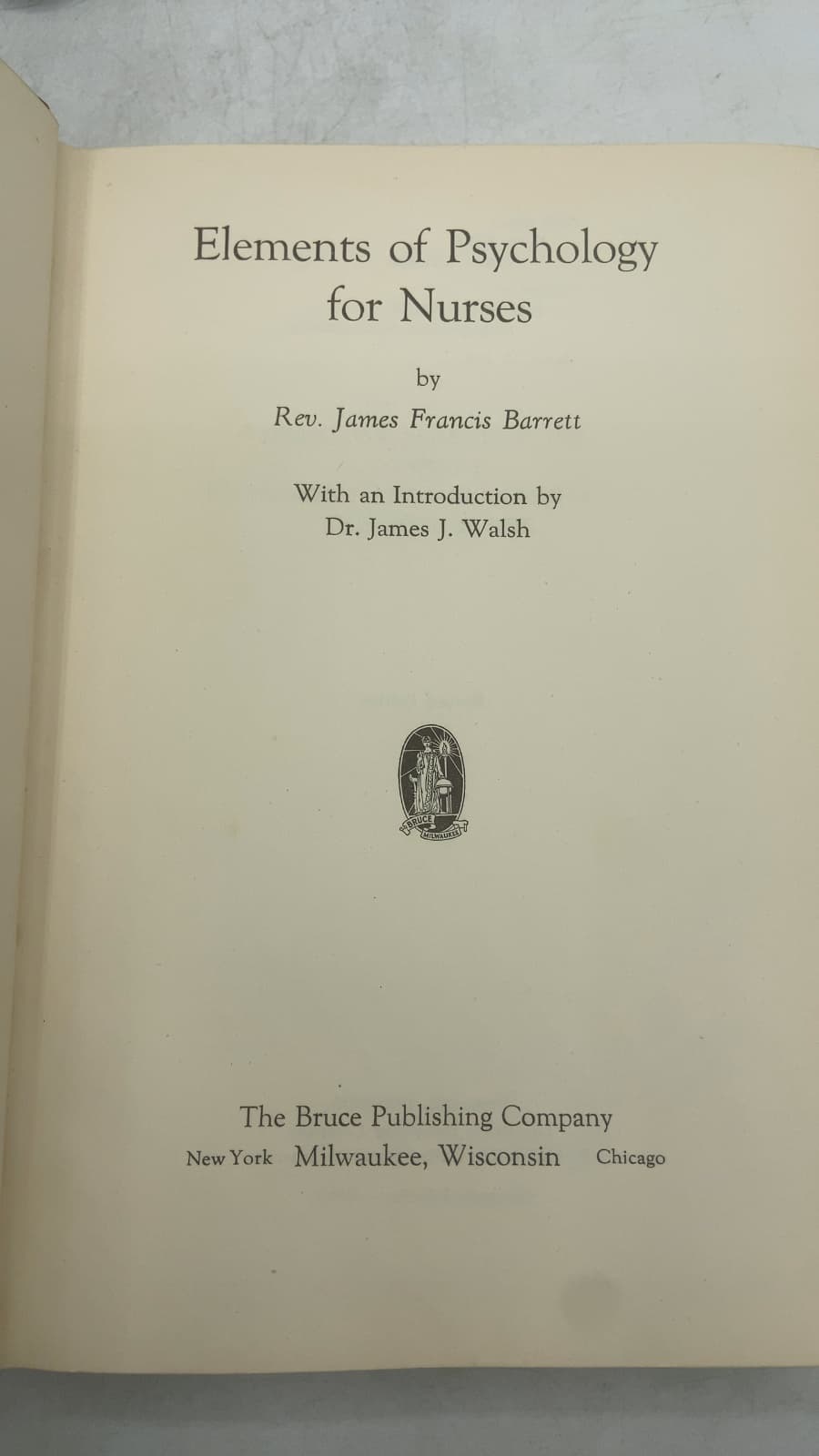 Elements of Psychology for Nurses by Rev. James Francis Barrett - title page