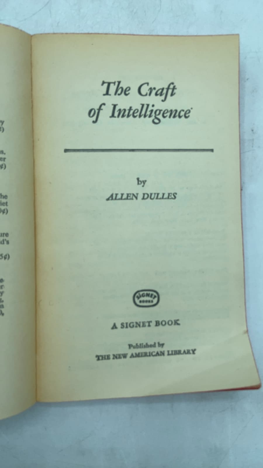 The Craft of Intelligence by Allen Dulles - title page