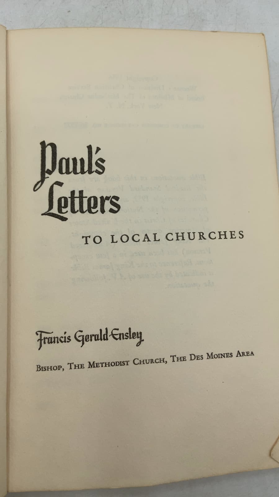 Paul's Letters to Local Churches by Francis Gerald Ensley - title page