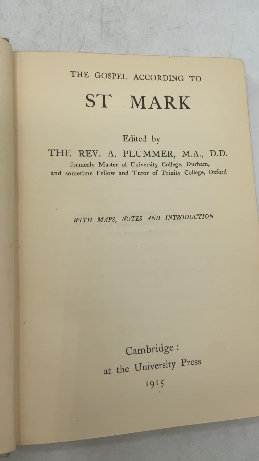 The Gospel According to St Mark by The Rev. A. Plummer, M.A., D.D. - title page