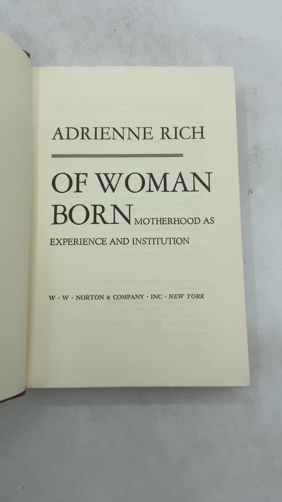 Of Woman Born: Motherhood as Experience and Institution by Adrienne Rich - title page