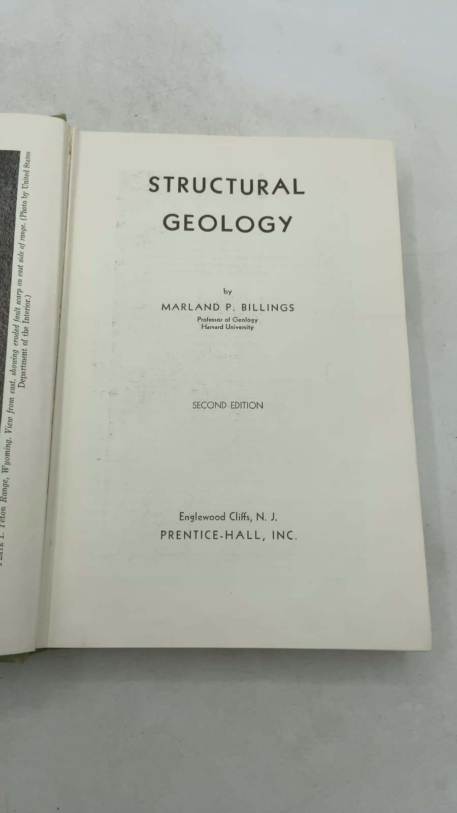 Structural Geology by Marland P. Billings - title page