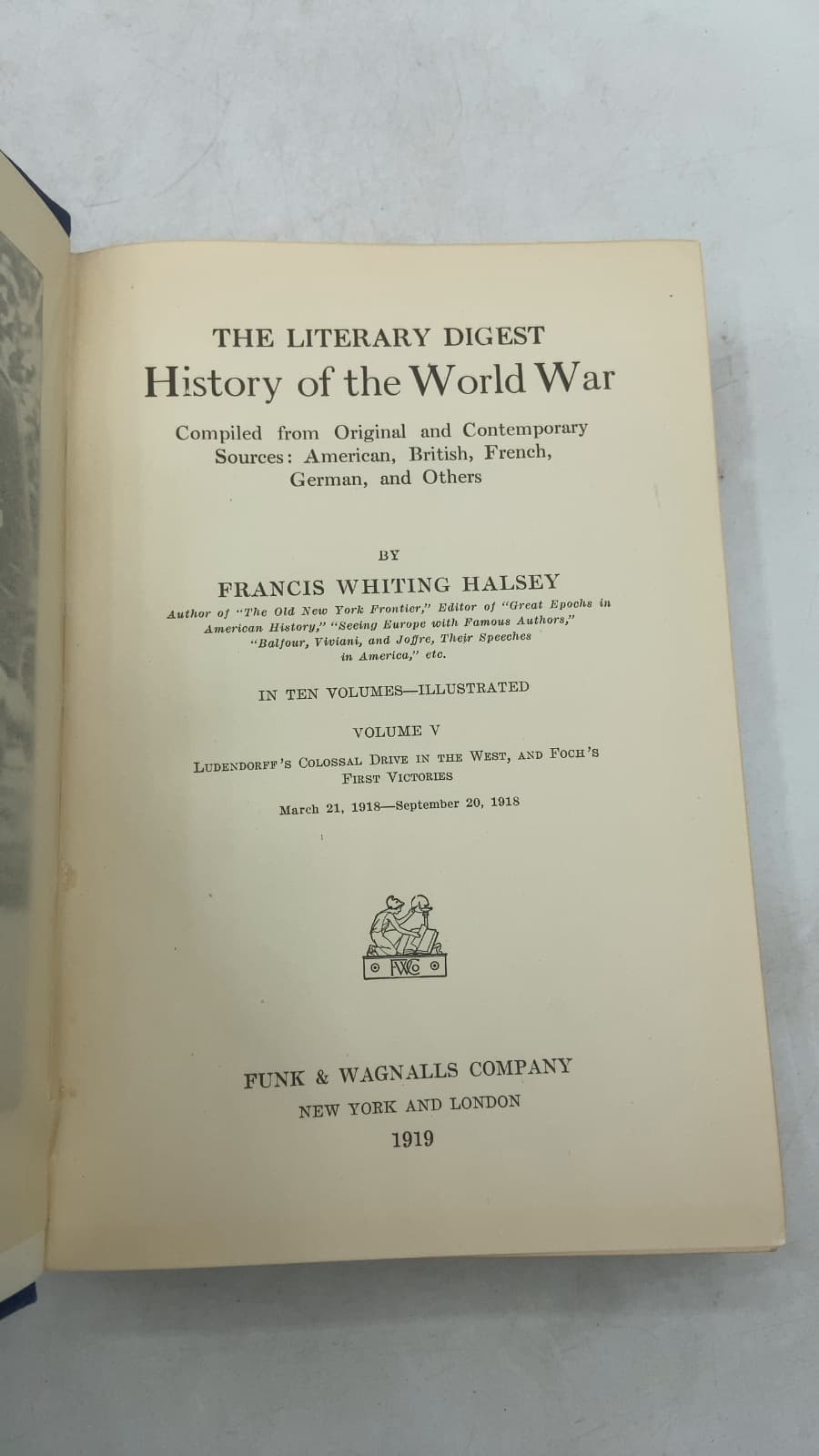 The Literary Digest History of the World War, Volume V by Francis Whiting Halsey - title page