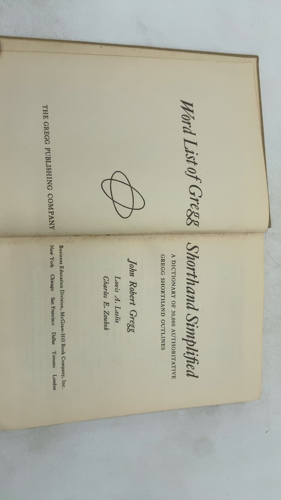 Word List of Gregg Shorthand Simplified by John Robert Gregg, Louis A. Leslie, Charles E. Zoubek - title page