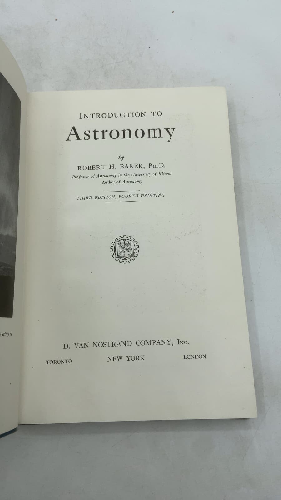 An Introduction to Astronomy by Robert H. Baker, Ph.D. - title page