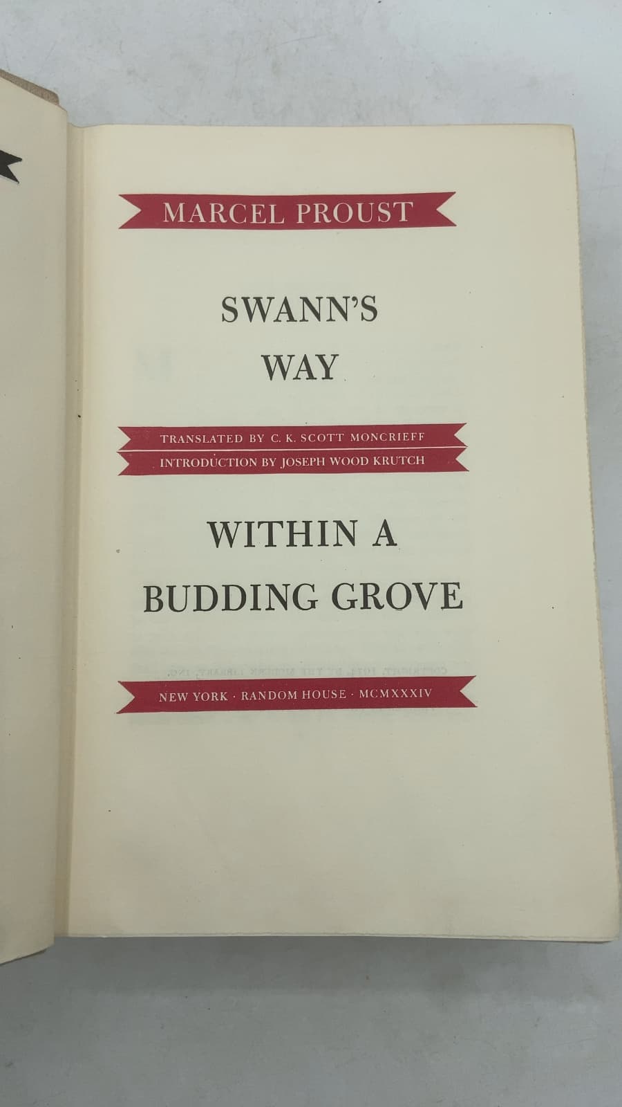 Swann's Way Within a Budding Grove by Marcel Proust - title page