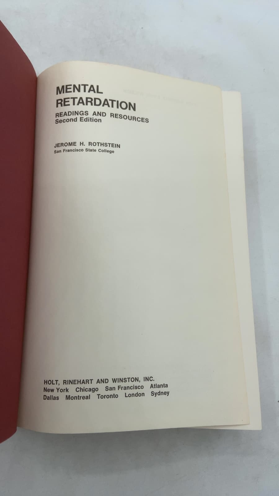 Mental Retardation: Readings and Resources by Jerome H. Rothstein - title page