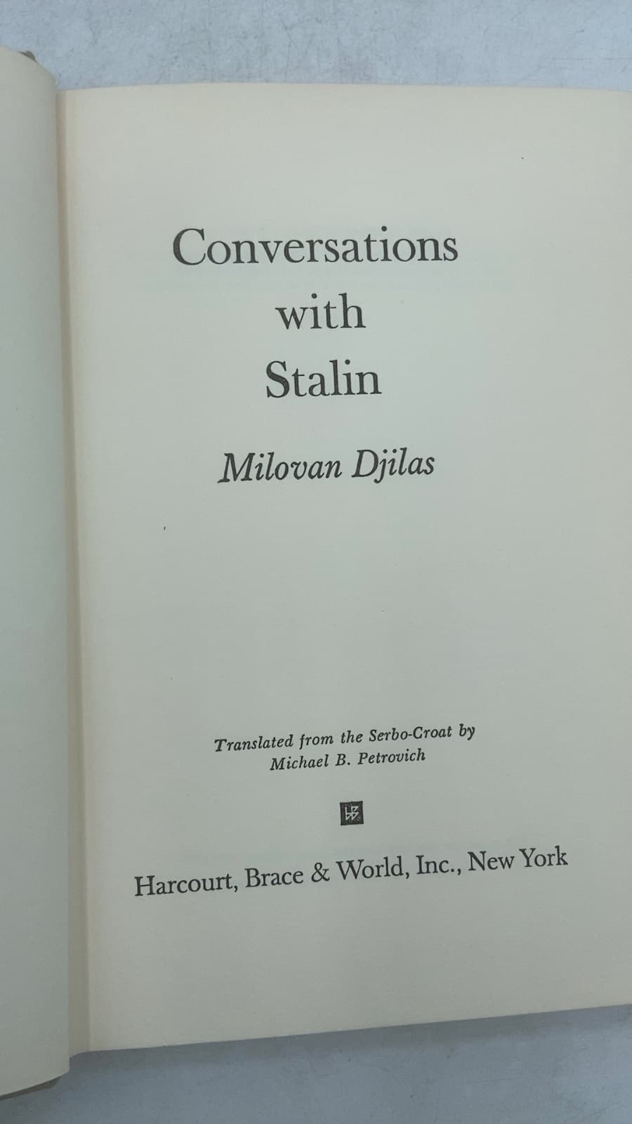 Conversations with Stalin by Milovan Djilas - title page