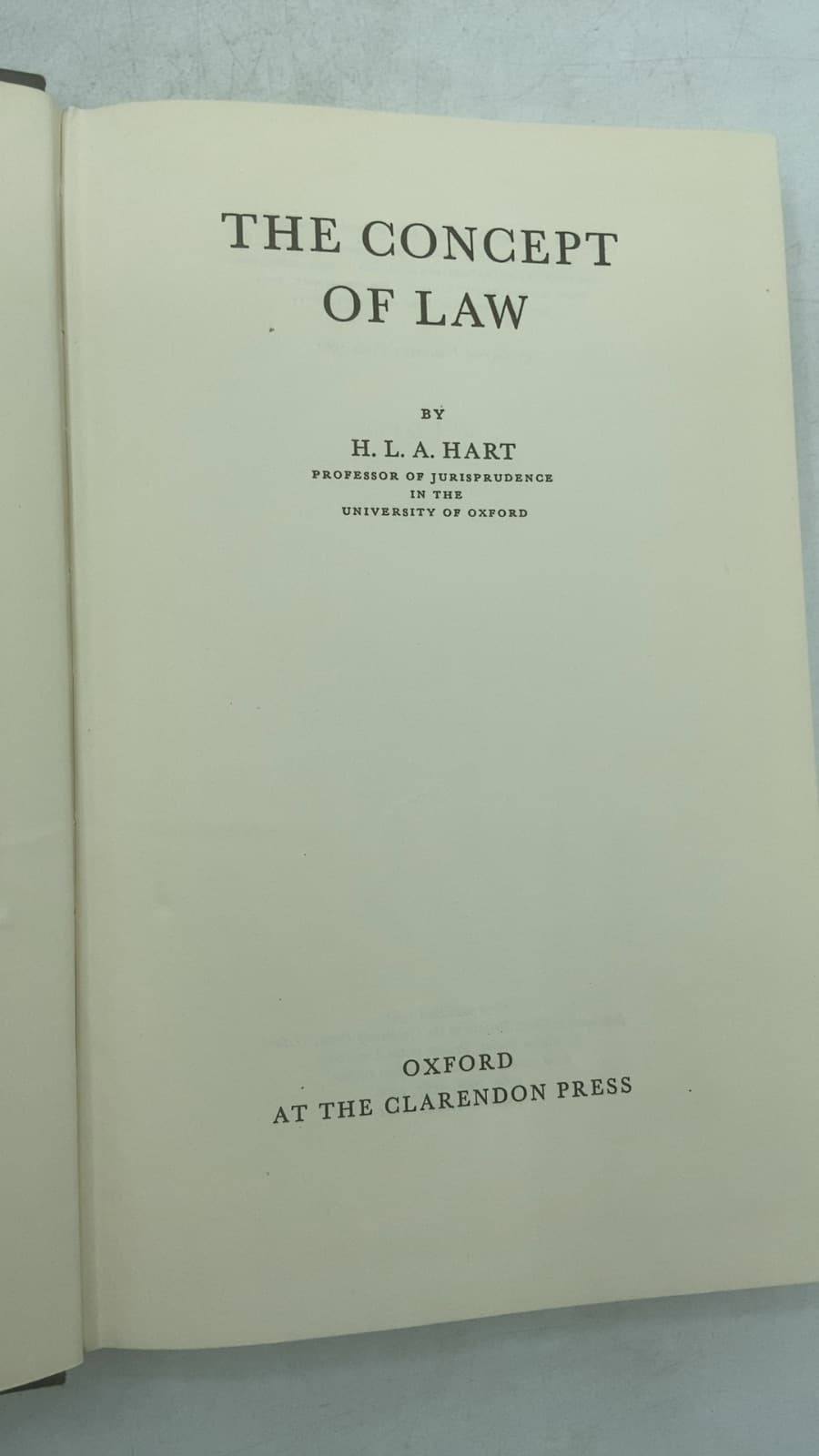 THE Concept OF LAW by H. L. A. Hart - title page